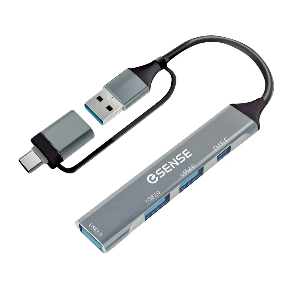 【ESENSE 逸盛】4合1 USB3.2 HUB 4埠 Type-C USB-A 轉接器 高速5Gbps 鋁合金 筆電擴充 雙接頭 集線器