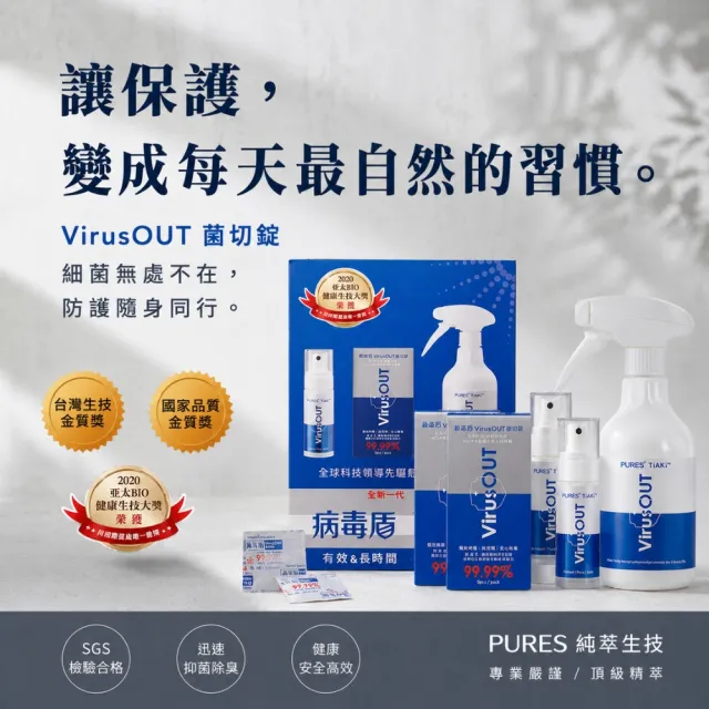 【病毒盾 VirusOUT】病毒盾菌切錠家庭禮盒組(1入)