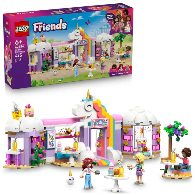 【LEGO 樂高】Friends 42684 獨角獸夢幻咖啡廳(娃娃屋 家家酒 互動玩具 兒童玩具 角色扮演 益智積木 禮物)