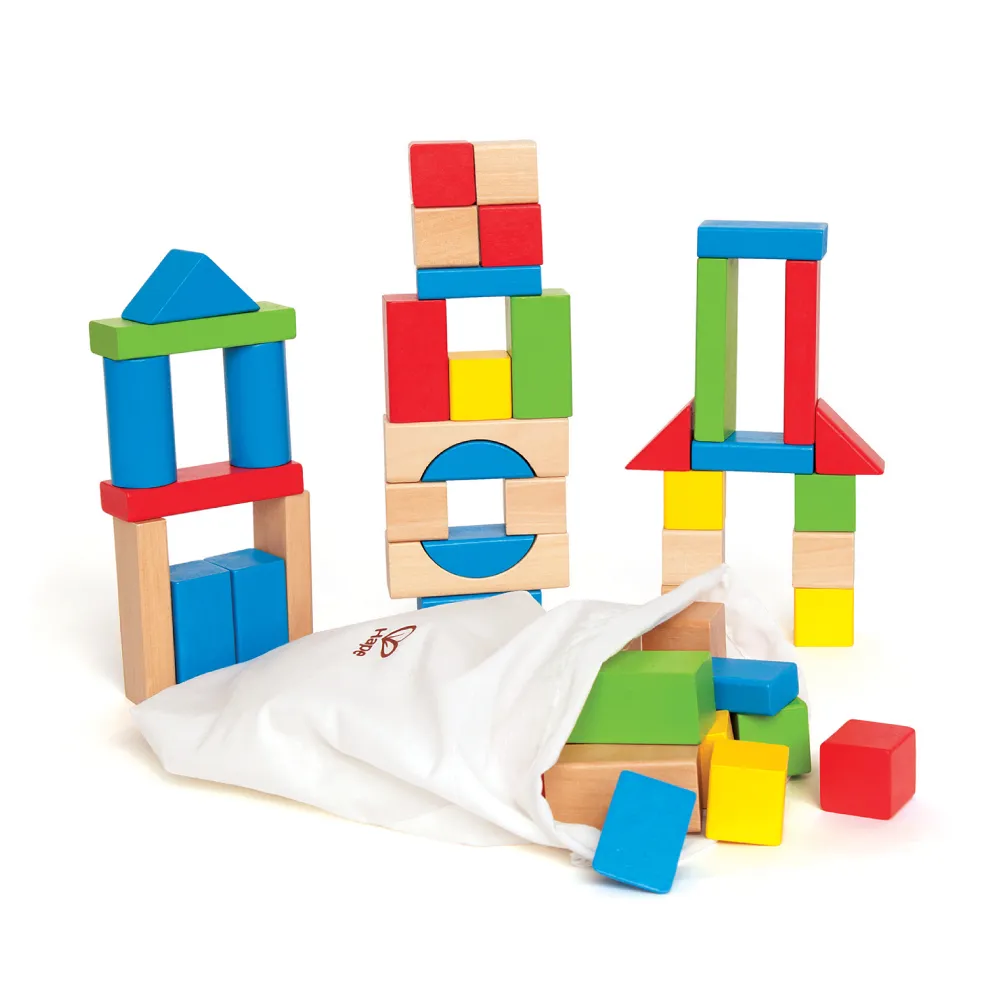 【Hape】彩虹積木組50件組(益智成長/積木遊戲/木製玩具/木頭玩具)