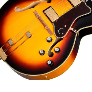 【Epiphone】電吉他 Broadway 雙雙 復古漸層色 全空心 爵士吉他 ( 商品保固有保障)