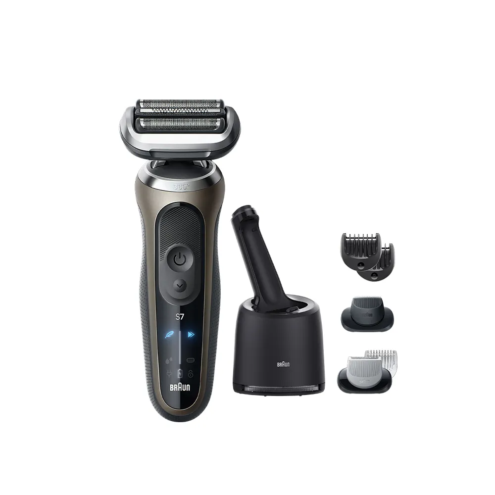 【BRAUN 百靈】7系列PRO 智能靈動電動刮鬍刀/電鬍刀-附鬢角刀 清潔座 德國製造(72-C7650cc)