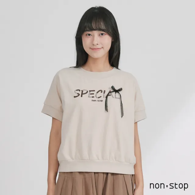 【non-stop】蝴蝶結點綴燙片字母T恤-2色