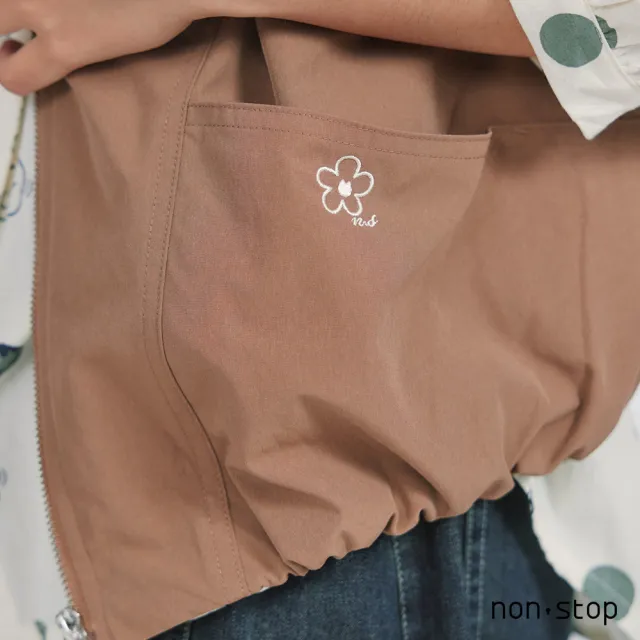 【non-stop】花朵拉鍊抓皺背心外套-2色
