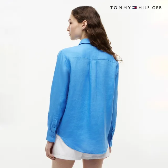 【TOMMY HILFIGER】官方旗艦館亞麻寬版襯衫_藍色
