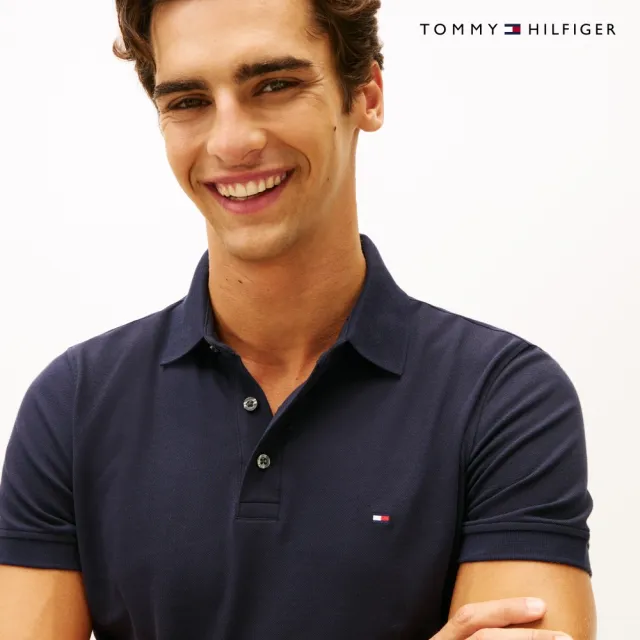 【TOMMY HILFIGER】官方旗艦館彈性修身 Polo 衫_藍色