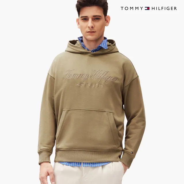 【TOMMY HILFIGER】官方旗艦館超寬鬆標誌連帽衫_棕色
