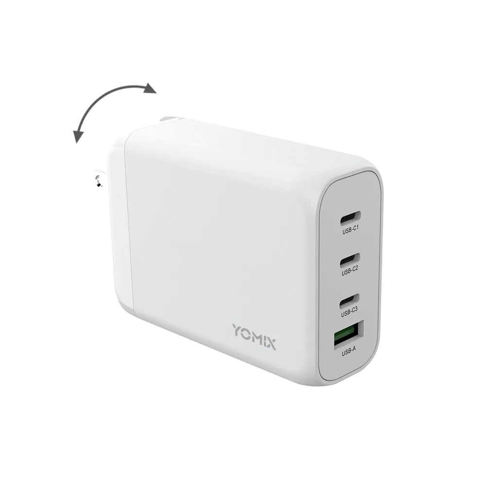 【YOMIX 優迷】130W GaN-X4 type-C/USB-A PD/QC四孔快充充電器(贈100W充電線/支援i17快充/充電頭/豆腐頭)