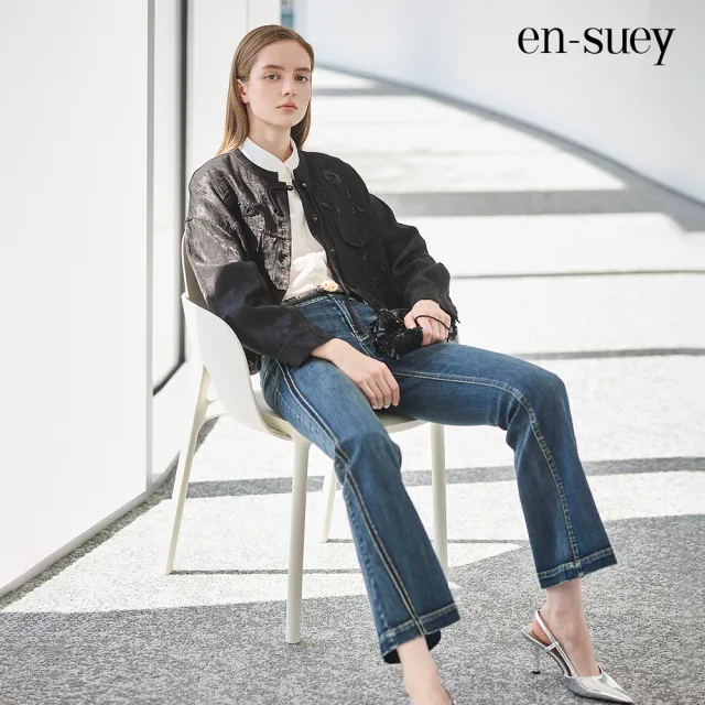 【en-suey 銀穗】EU質感暗紋繡珠外套-女
