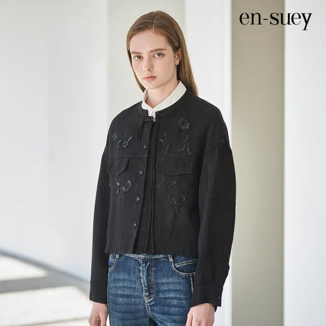 【en-suey 銀穗】EU質感暗紋繡珠外套-女