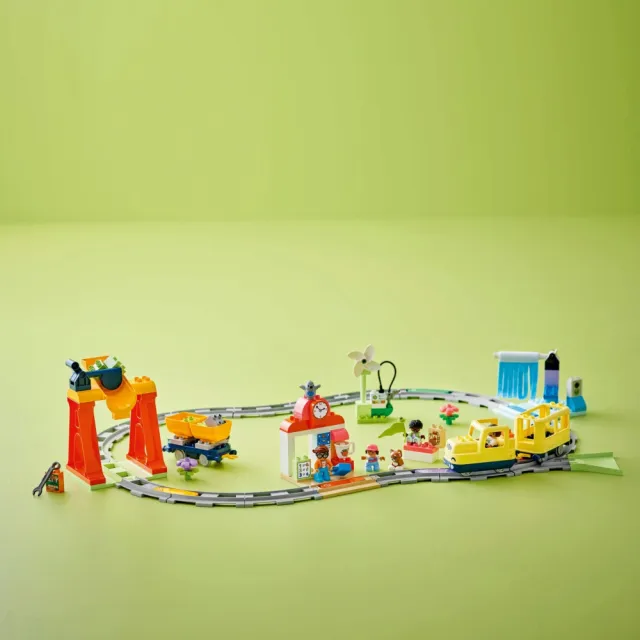 【LEGO 樂高】得寶系列 10428 大型互動式社區列車(火車 兒童玩具 幼兒禮物 大積木 親子遊戲 早教 3歲)