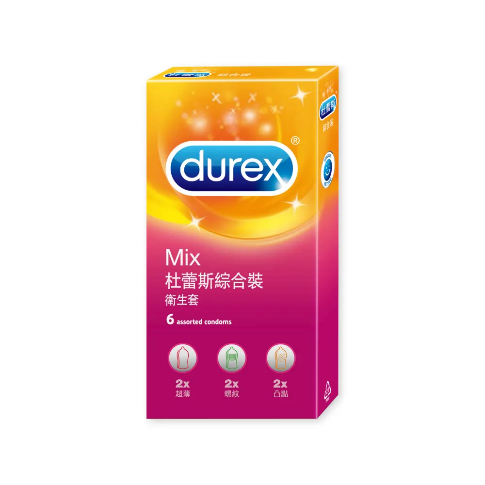 【Durex 杜蕾斯】綜合裝保險套6入/盒(超薄/螺紋/凸點/避孕套/衛生套/多重刺激系列)