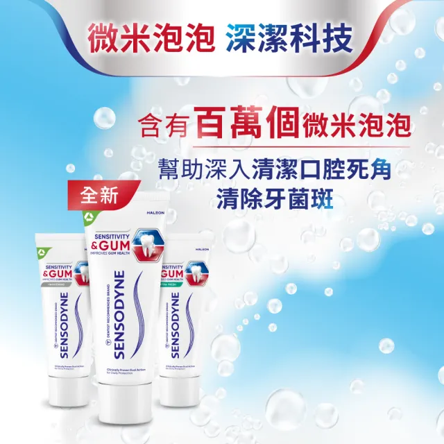 【SENSODYNE 舒酸定】進階護理 專業抗敏護齦牙膏100gX8入(原味/亮白配方；對抗敏感/修護牙齦)