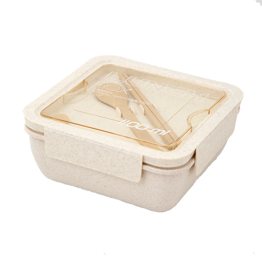 【COLACO】日式可微波小麥秸稈便當盒-附餐具1100ml