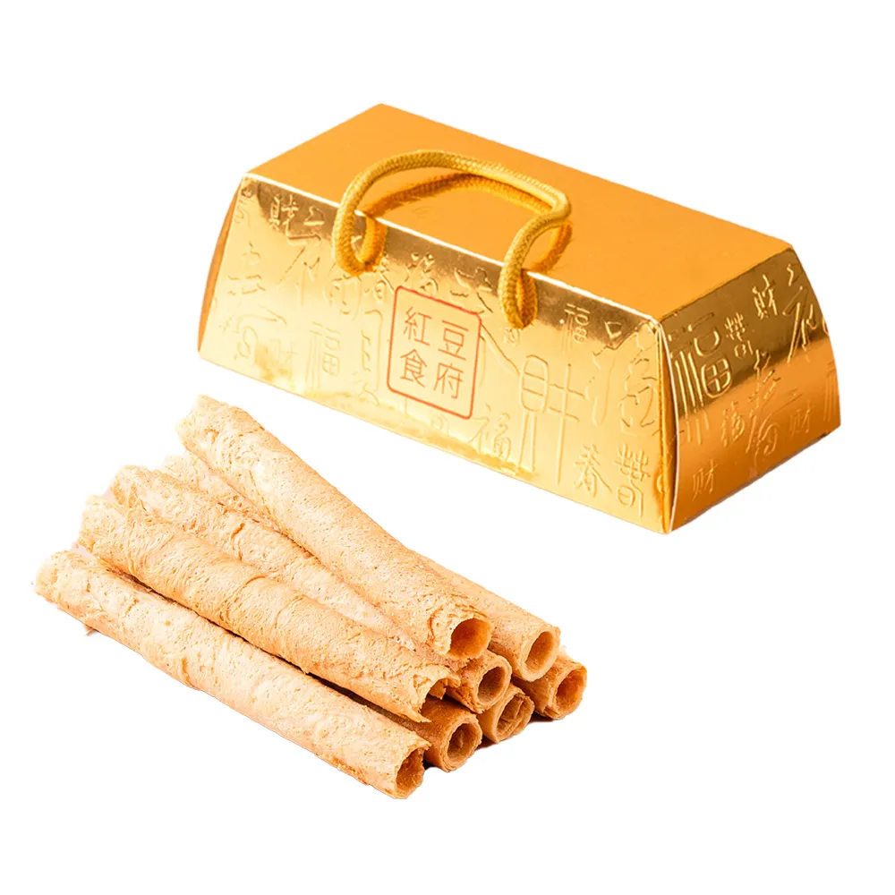 【紅豆食府】原味蛋捲金磚小提盒-6入/盒*3盒(過年送禮_禮盒_年節_禮盒_餅乾_禮盒_春節禮盒)