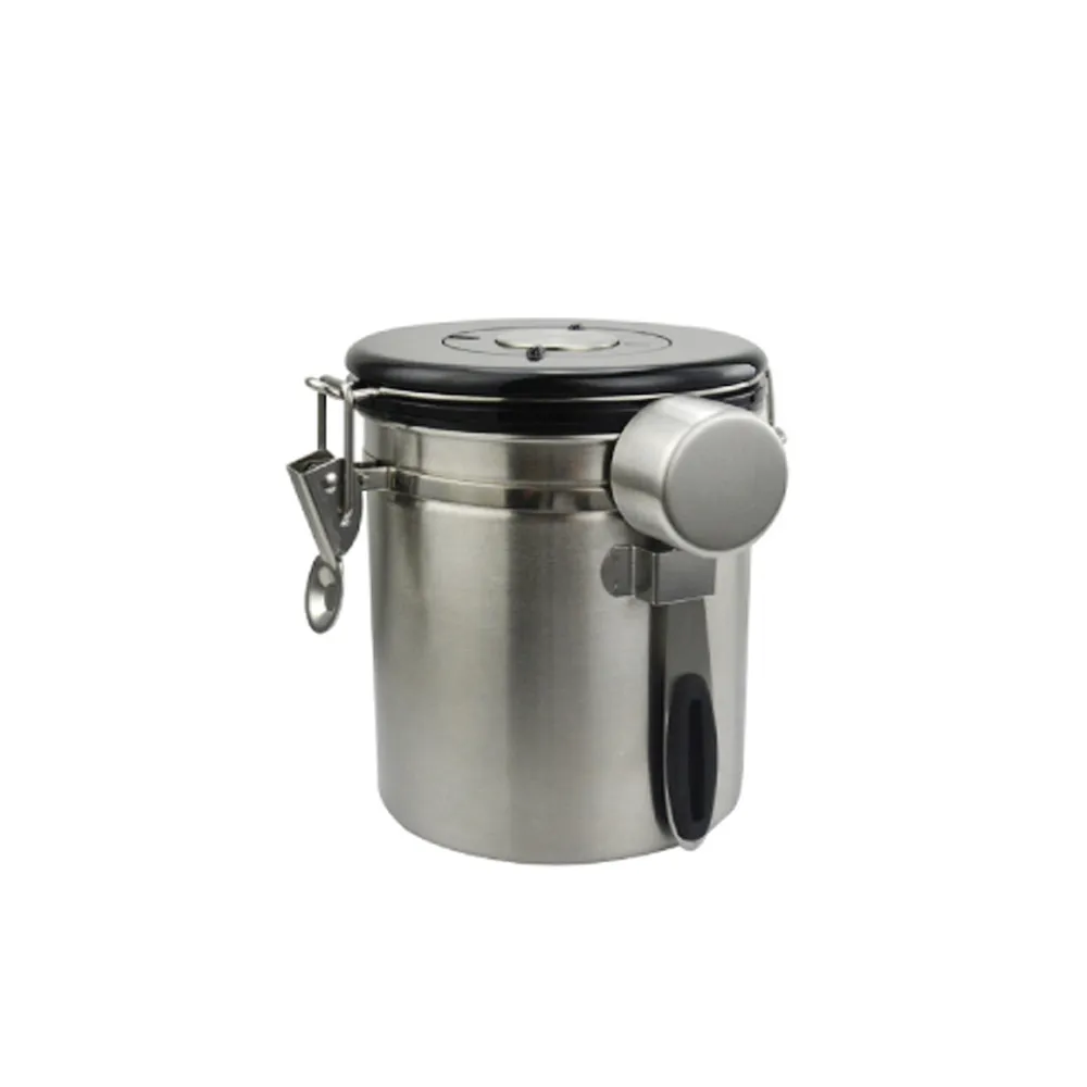 【YOLE 悠樂居】304不鏽鋼咖啡豆密封罐1500ml-1入(保鮮罐 零食罐 乾糧罐 附量勺)
