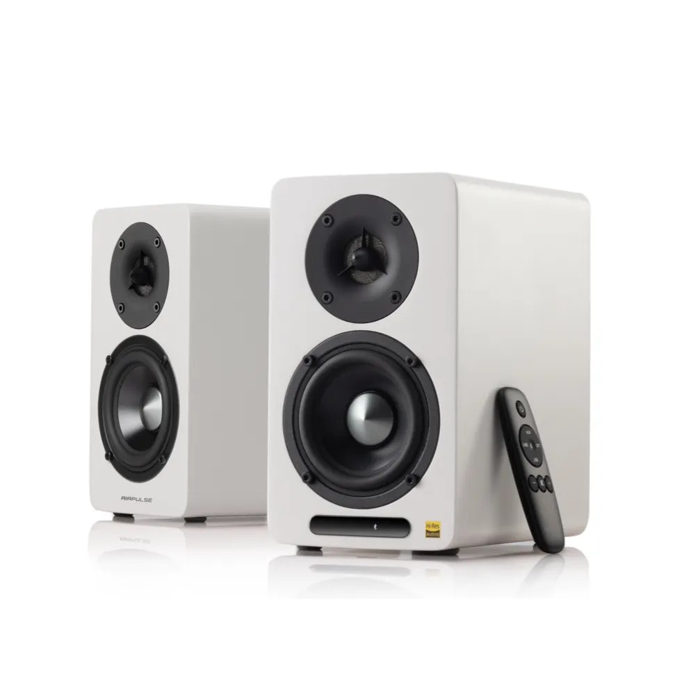【AIRPULSE】A60 主動式藍牙喇叭 白色（電視電腦喇叭｜書架喇叭｜Hi-Res音質認證｜Sub out 重低音輸出）