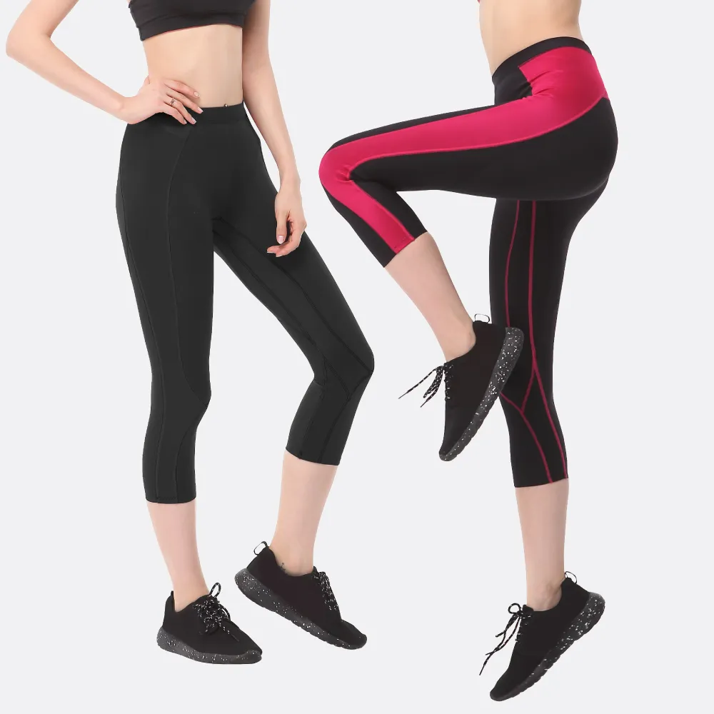 【FREEZONE】現貨 中度支撐配色緊身壓力七分褲 女款-FZ300型(機能壓縮/吸濕排汗/慢跑登山/健身瑜珈運動)