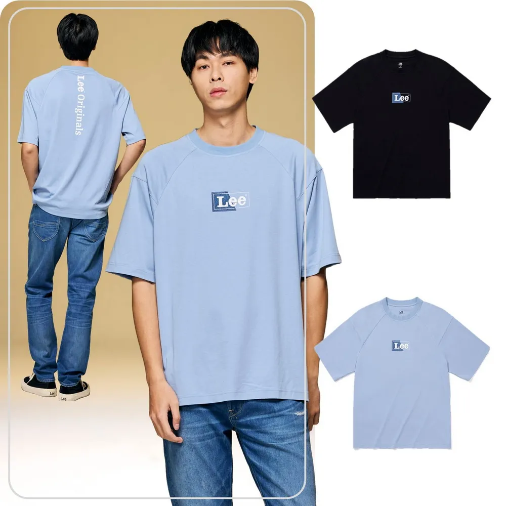 【Lee】男裝 短袖T恤 / 水柔棉 長框拼接LOGO 共2色 季節性版型(LB402016185 / LB402016K11)