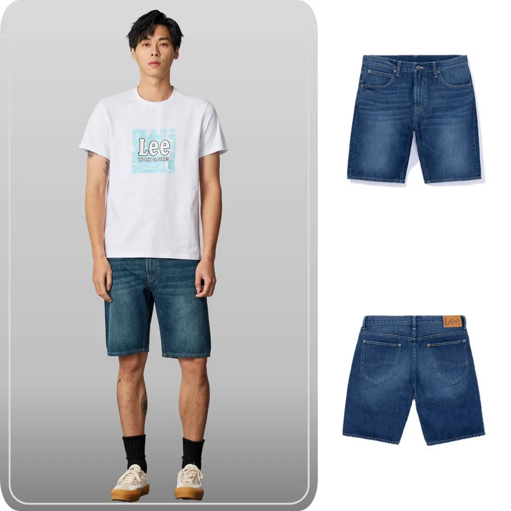 【Lee】男裝 牛仔短褲 / 902 經典五口袋 深藍洗水(LB422003ABU)