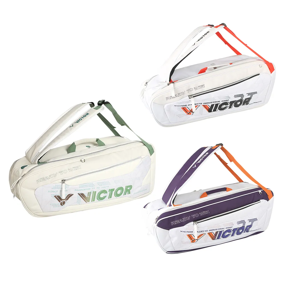 【VICTOR 勝利體育】6支裝拍包 羽球拍包(BR5223 AJ/AH/LG 中紫/淺灰/純潔白+牛油果綠)