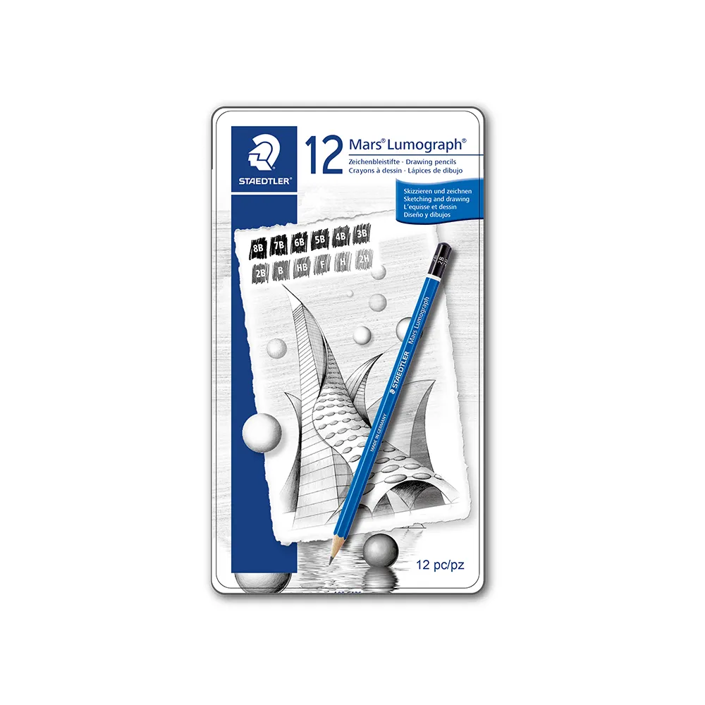 【STAEDTLER 施德樓】施德樓 頂級藍桿素描鉛筆-12入 鐵盒裝 MS100-G12