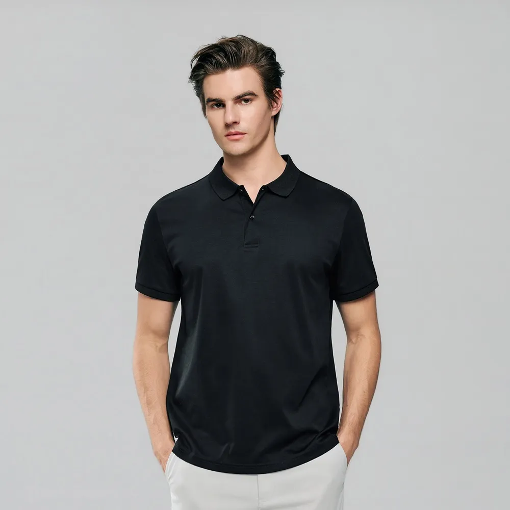 【GIORDANO 佐丹奴】男裝液氨棉修身短袖POLO衫 Liquid Touch系列(09 標誌黑)