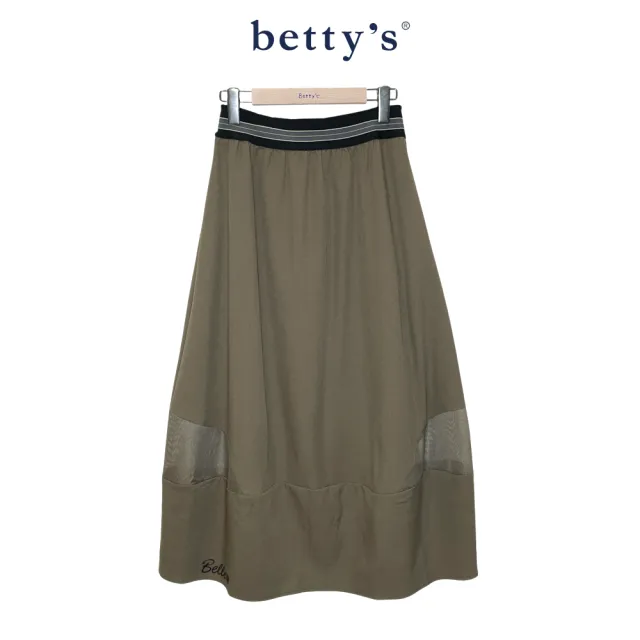 【betty’s 貝蒂思】裙襬網狀設計印字長裙(共二色)