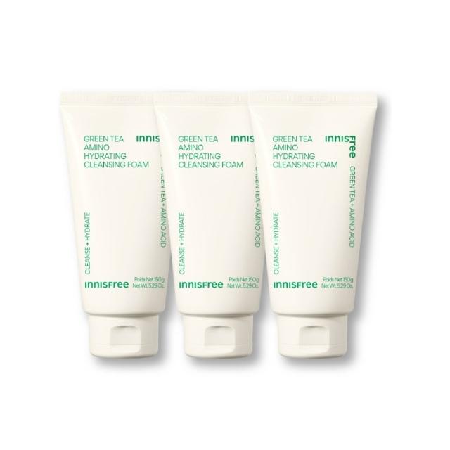 【innisfree】綠茶保濕胺基酸潔面乳150g(3入組)