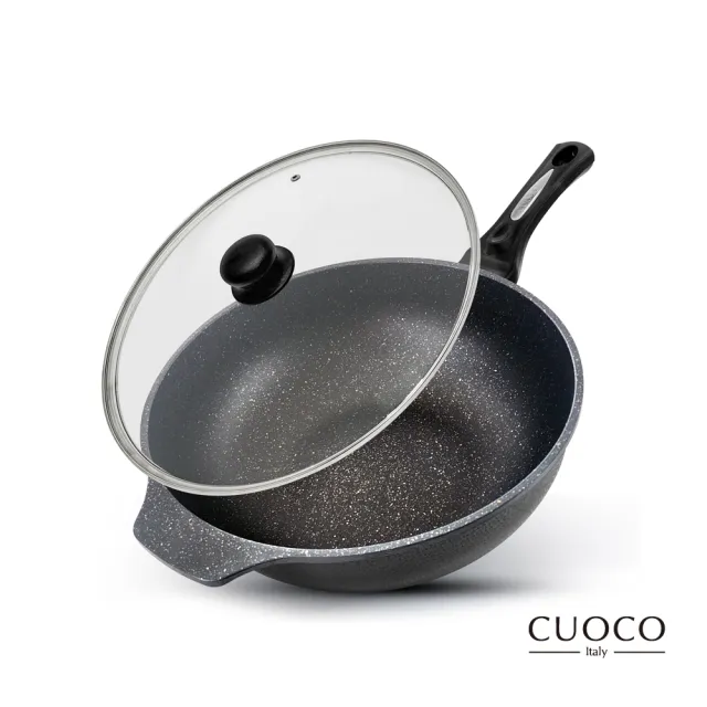 【CUOCO】第3代厚鈦晶岩不沾鍋大寶鍋組34cm附蓋(鈦加量升級版/IH爐可用鍋)