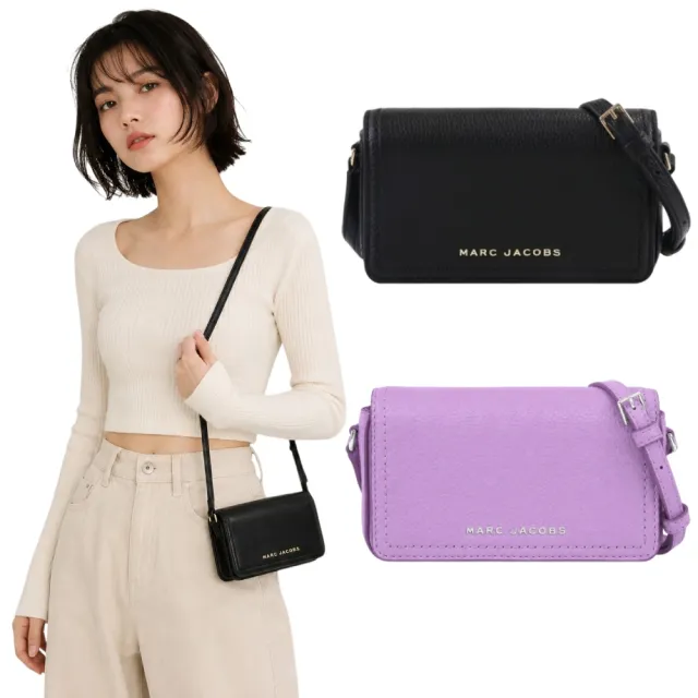 【MARC JACOBS】經典荔枝紋皮革迷你斜背包｜小方包｜輕巧側背包｜手機包