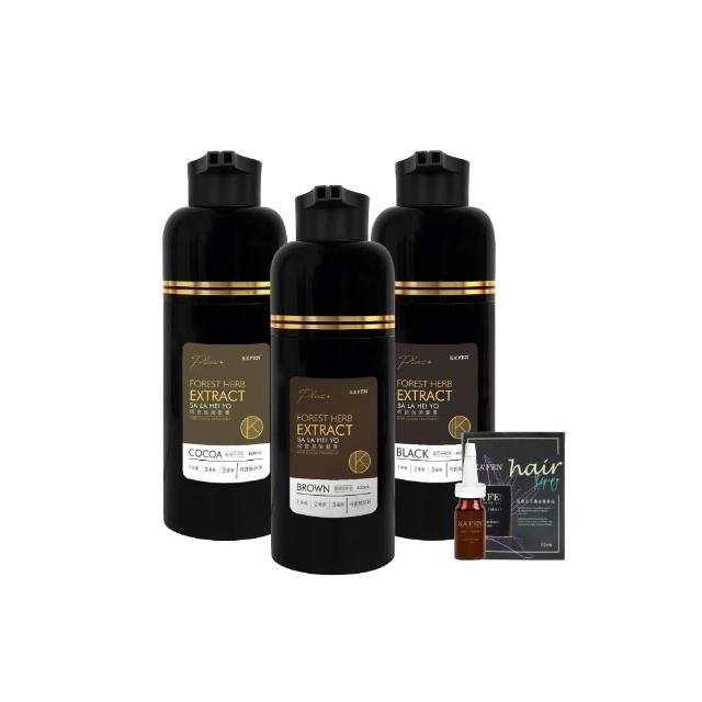 【KAFEN 卡氛】2入組 何首烏染髮Plus 400ml(曜石黑/咖啡棕/可可棕) 遮白髮 快速染髮