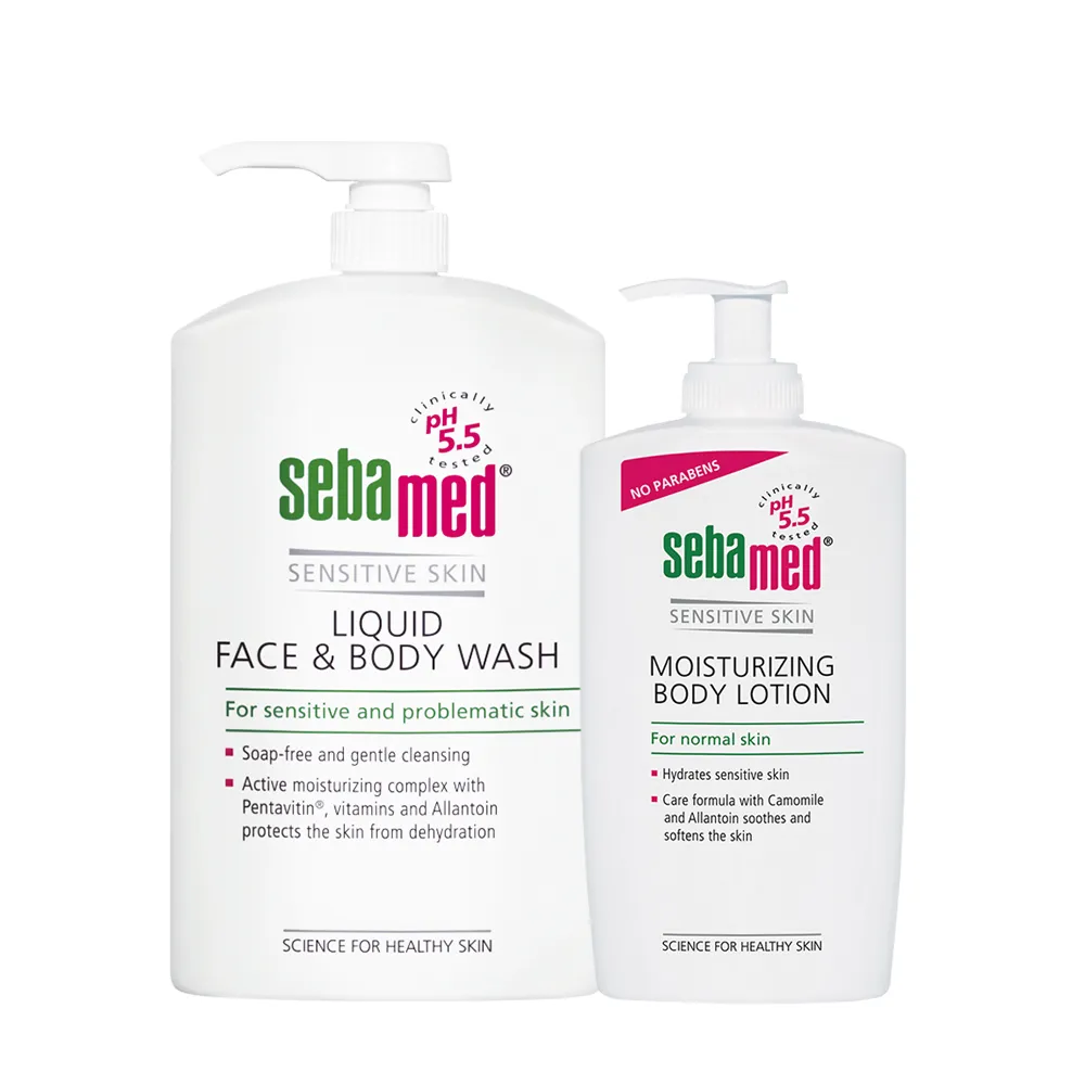 【SEBAMED 施巴】潔膚露 1000ml+潤膚乳液400ml(總代理)