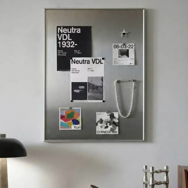 簡約工業風磁吸展示畫框 60×80cm 不鏽鋼面板 DIY 自由磁吸裝飾相框