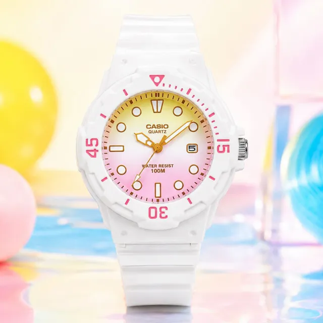 【CASIO 卡西歐】LRW-200H-4E2 運動風 繽紛色彩指針錶款(防水100米 錶徑約3.42公分)