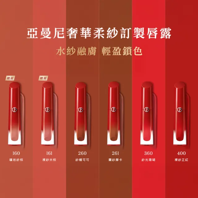 【ARMANI 亞曼尼】官方直營 奢華柔紗訂製唇露(GA/新品上市/水紗唇