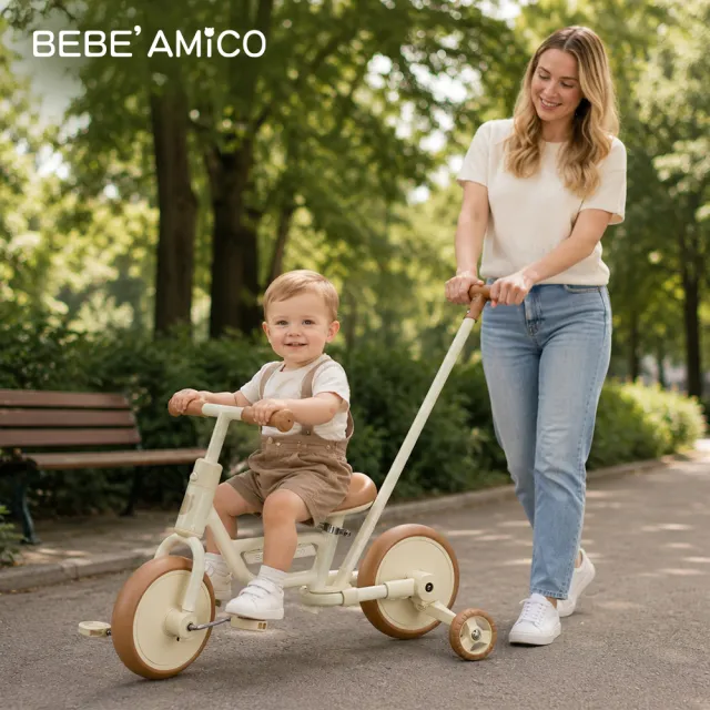 【BEBE Amico】Joyride 4合1多功能成長三輪車(兒童推車/腳踏車)