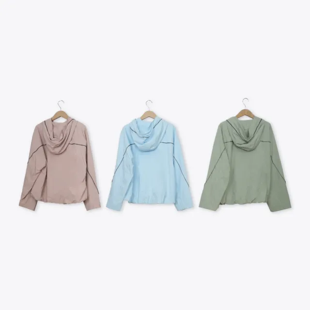 【Dailo】配色簡約防曬外套 藍 粉 綠(魅力商品)