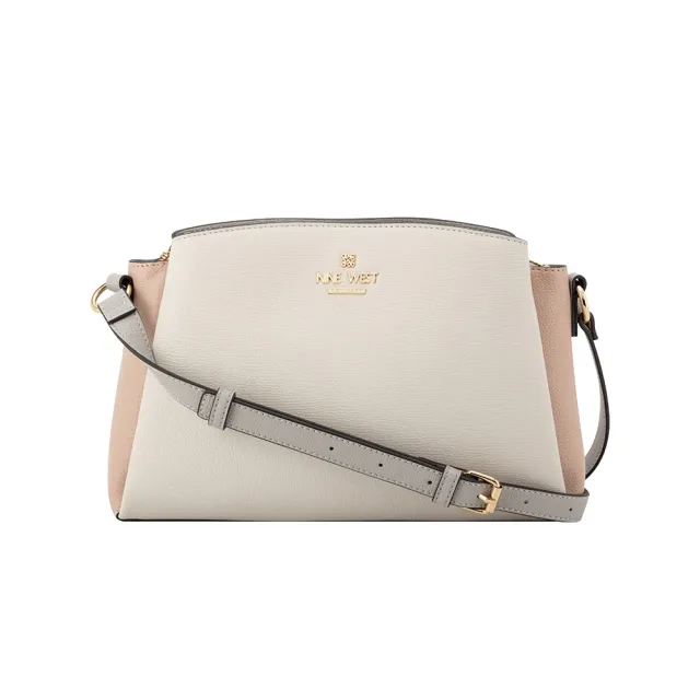 【NINE WEST】LUELA 品牌經典斜背包-拼接白(572970)