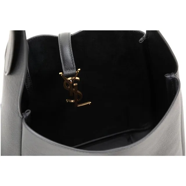 【YSL】Saint Laurent Le 5a7 小款 附可拆萬用包 小牛皮肩背包(黑色 流浪包 腋下包)