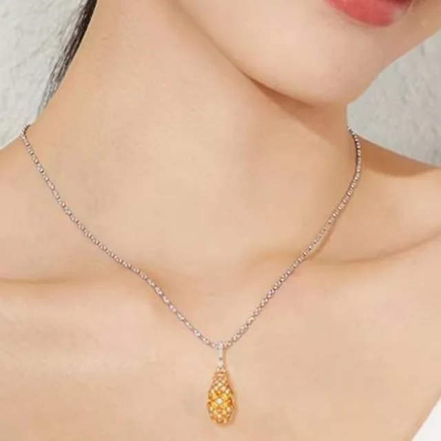 海斯珠寶 5克拉天然沙弗萊石 18K金項鍊 鑽石點綴 馬眼形切割 微鑲工藝 銅錢紋水滴系列 東方風采