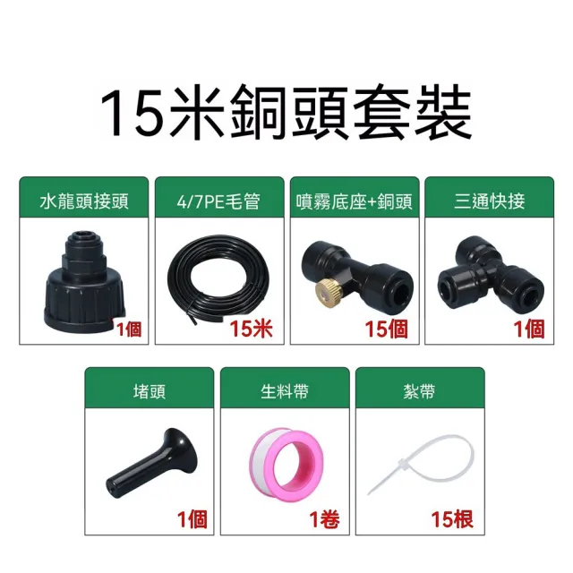 【AnDa 安達】霧化冷卻系統戶外低壓噴霧花園霧化系統套裝滴灌微噴套裝 低壓噴霧套裝-15米