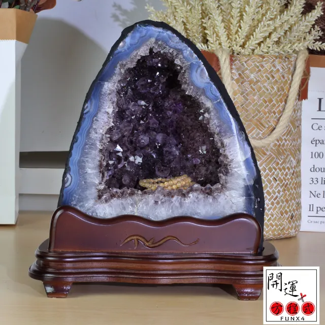 【開運方程式】巴西紫晶洞l紫水晶洞鈦晶共生8.8kg(JU415風水開運擺設)