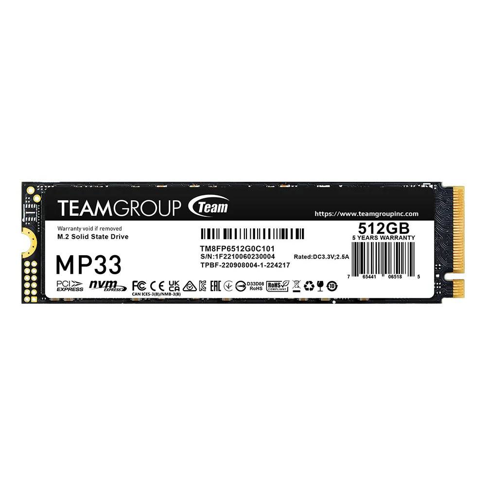 【Team 十銓】MP33 512GB M.2 PCIe 固態硬碟