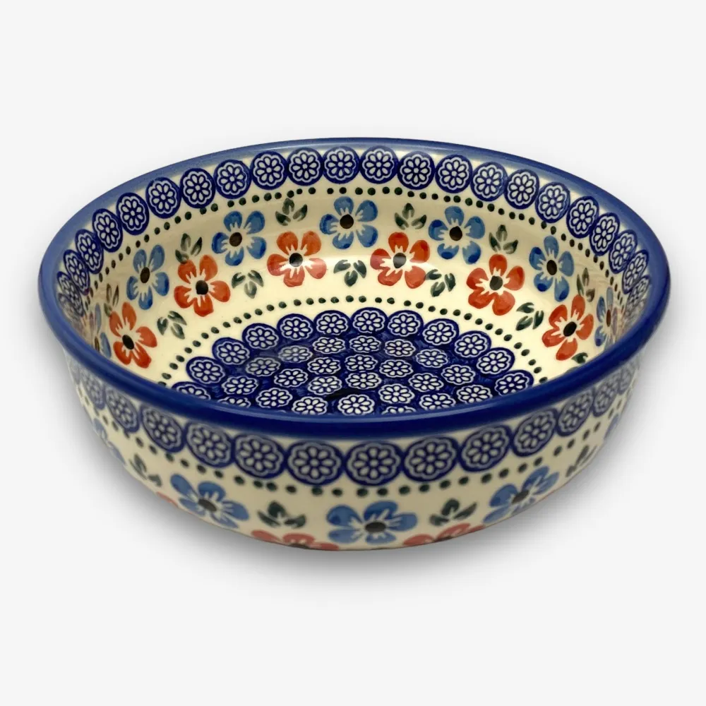 【波蘭陶】SOLO歐洲家居 正版原裝 波蘭原廠手繪 Wiza 17CM 大碗 湯碗 拉麵碗 沙拉碗 藍紅小梅系列