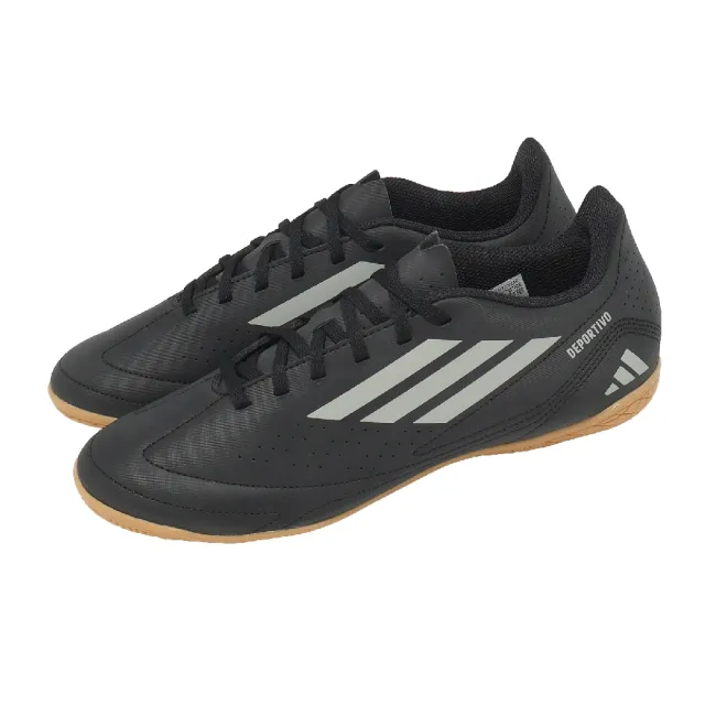 【adidas 愛迪達】足球鞋 Deportivo III IN 男鞋 黑 皮革 膠底 室內運動 IF1405