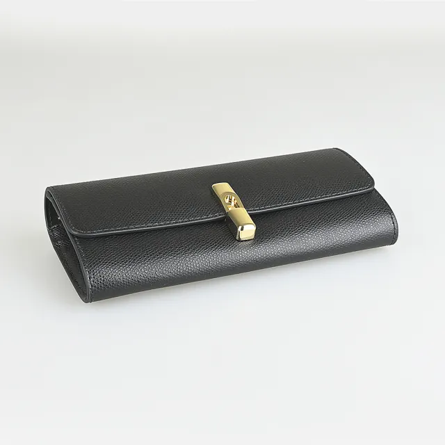 【FURLA 芙拉】FURLA 拱形金釦LOGO Iride系列小牛皮8卡翻蓋磁釦式長夾(黑)