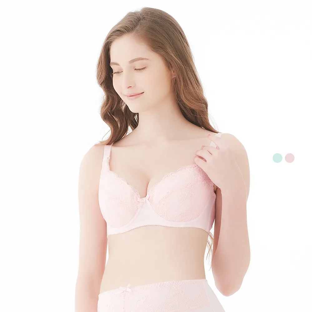 【Gennies 奇妮】4件組*哺乳內衣 輕透棉蕾絲軟鋼圈內衣(共2色)