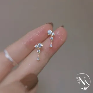 【NANA】娜娜 S925鍍14K金鑲鋯石迷你耳針耳環 N115081802(S925 鍍14K金 鑲鋯石 迷你 耳針耳環)