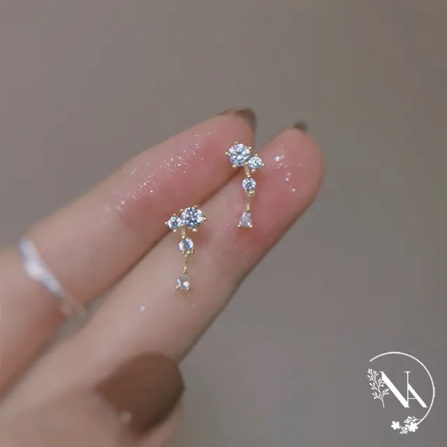 【NANA】娜娜 S925鍍14K金鑲鋯石迷你耳針耳環 N115081802(S925 鍍14K金 鑲鋯石 迷你 耳針耳環)